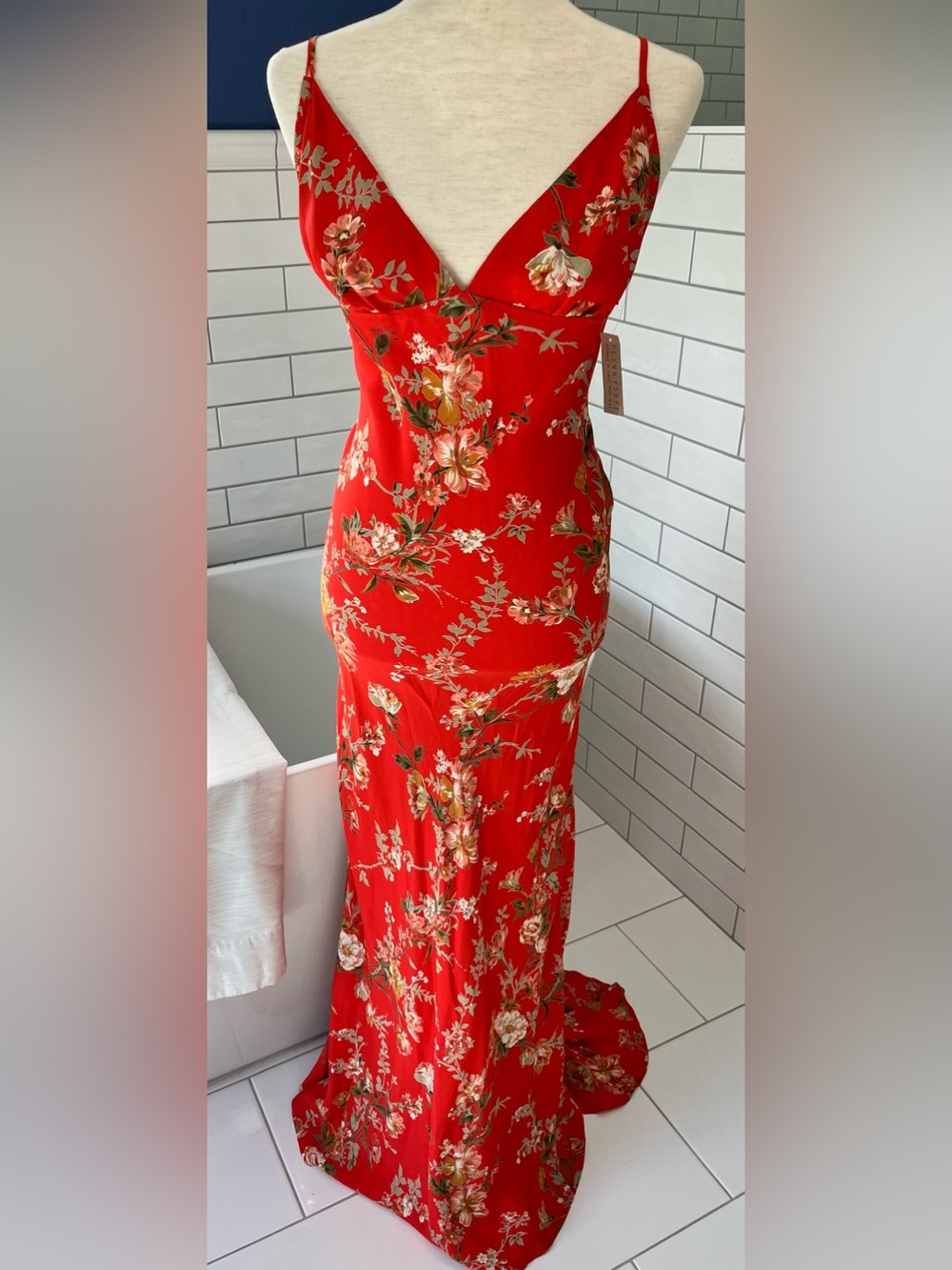 Flynn Skye Red Floral Slip Maxi Dress